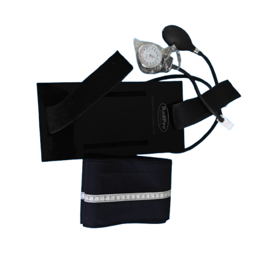 SBRT compression belt with manual pressure guage